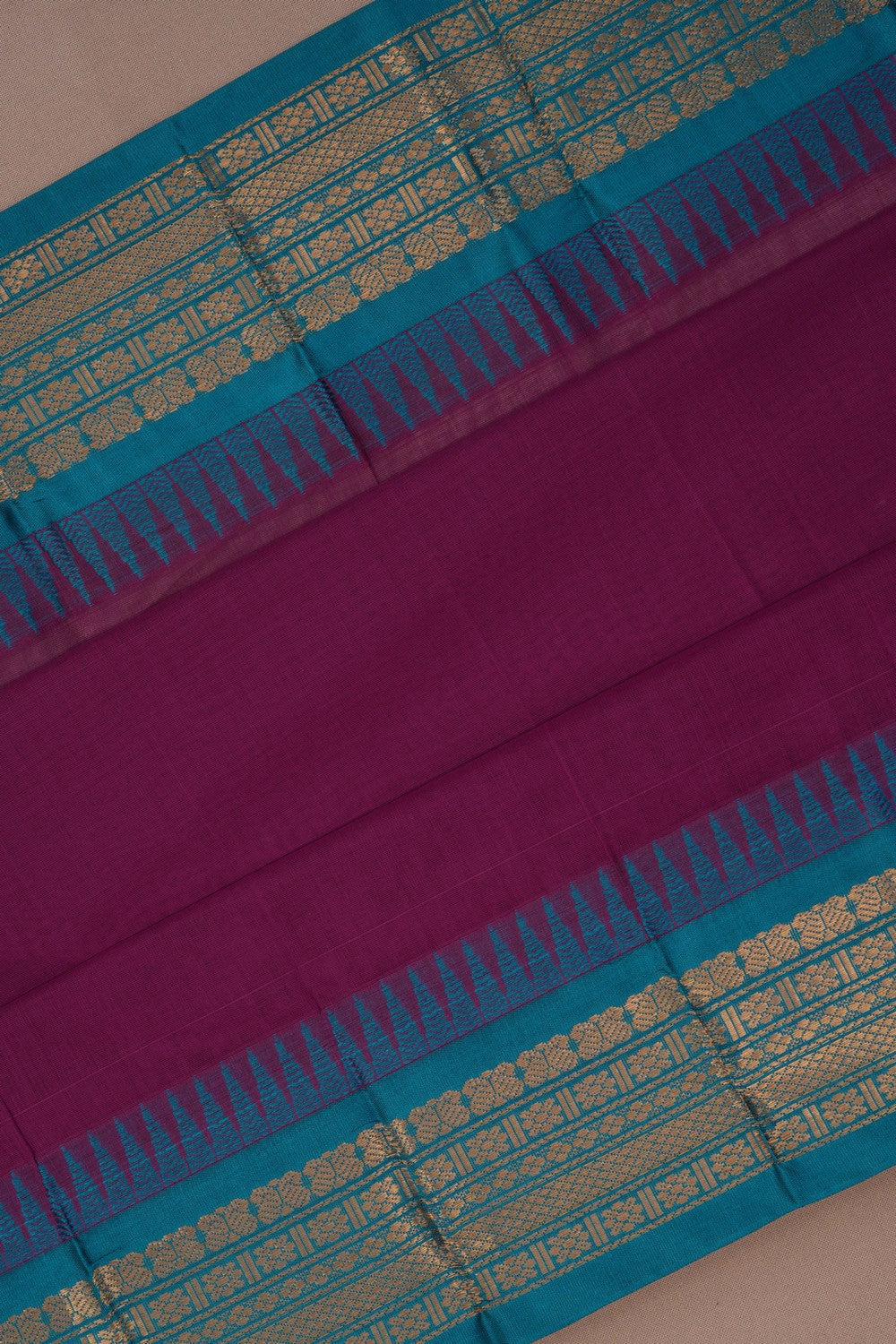 Image of Gadwal Cotton Purple Saree